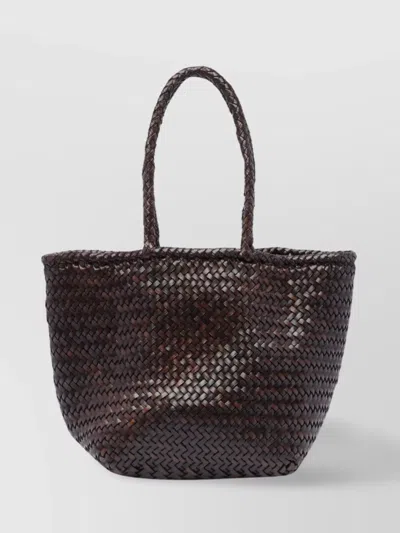 Dragon Diffusion Tote Bag Handwoven Dual Straps In Brown