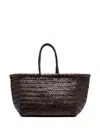 Dragon Diffusion Triple Jump Brown Small Tote Bag In Braided Leather Woman In Brown