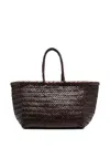 Dragon Diffusion Triple Jump Brown Small Tote Bag In Braided Leather Woman In Brown