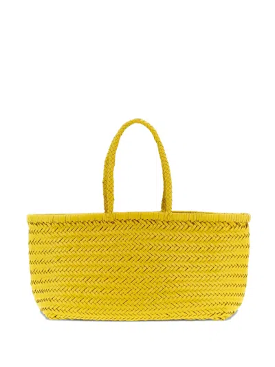 Dragon Diffusion Triple Jump Chevron-weave Shoulder Bag In Yellow