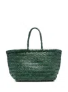 Dragon Diffusion Triple Jump Green Handbag With Two Top Handles And Woven Design In Leather Woman In Green