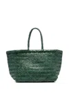 Dragon Diffusion Triple Jump Green Handbag With Two Top Handles And Woven Design In Leather Woman In Green