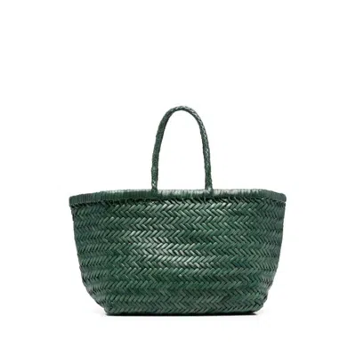 Dragon Diffusion Triple Jump Green Handbag With Two Top Handles And Woven Design In Leather Woman