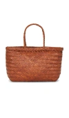 Dragon Diffusion Large Bamboo Triple Jump Chevron-weave Shoulder Bag In Brown
