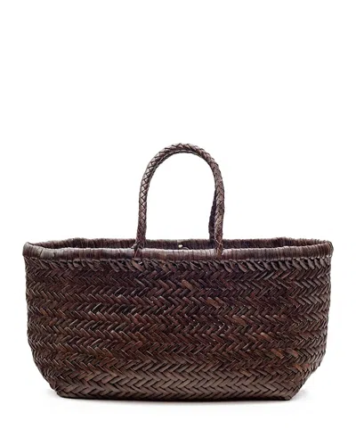 Dragon Diffusion Triple Jump Small Leather Basket Bag In Dark Brown