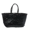 Dragon Diffusion Woven Effect Hand Bag With Two Handles In Black