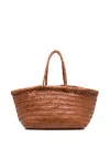 Dragon Diffusion Triple Jump Tan Brown Small Tote Bag In Braided Leather Woman In Brown