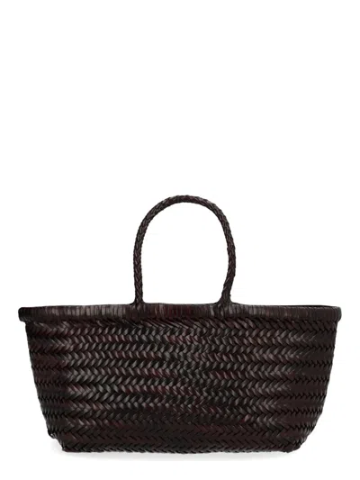 Dragon Diffusion Triple Jump Woven Leather Basket Bag In Brown