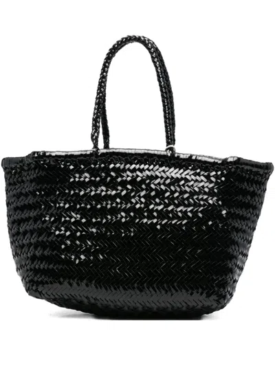 Dragon Diffusion Triple Jump Woven-leather Tote Bag In Black