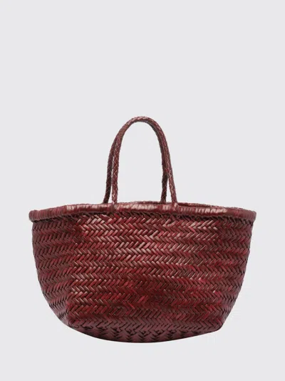 Dragon Diffusion Triplo Salto Woven Leather Handbag With Double Handle In Red