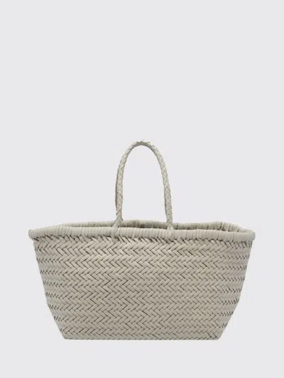 Dragon Diffusion Triplo Salto Woven Leather Handbag With Double Handle In White