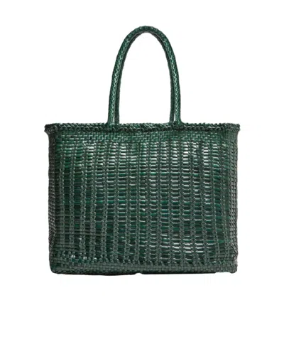 Dragon Diffusion Twotone Printed Handmade Handbag In Green