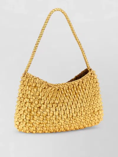 Dragon Diffusion Vintage Mesh Tote Leather Beach Bag In Gold