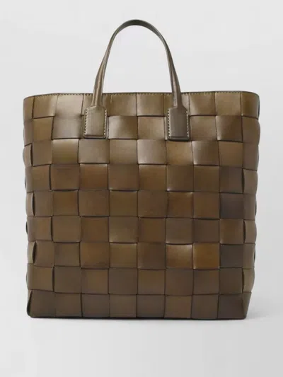 Dragon Diffusion Vintage Mesh Tote Leather Tote Bag In Brown