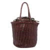 Dragon Diffusion Small Braided-leather Bucket Bag In Brown