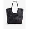 Dragon Diffusion Womens Black Triple Jump Woven-leather Top-handle Tote Bag