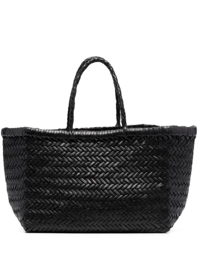 Dragon Diffusion Women Borsa Tote Piccola 'triple Jump' In Pelle Intrecciata Nera Donna In Black