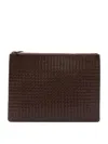 Dragon Diffusion Rectangular Clutch Bag Woven Texture Smooth Finish In Brown