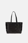 Dragon Diffusion Handwoven Black Cow Leather Tote Bag With Rectangular Structure In Brown
