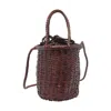 Dragon Diffusion Woven Texture Shoulder Bag With Dual Handles In Brown