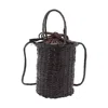 Dragon Diffusion Cylindrical Woven Dual Handles Shoulder Bag In Black