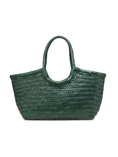 Dragon Diffusion Women's Nantucket Woven Leather Basket Bag In Forest