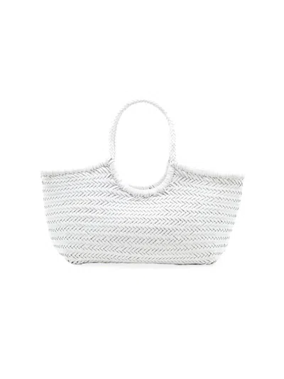 Dragon Diffusion Women's Nantucket Woven Leather Basket Bag In White