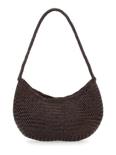 Dragon Diffusion Women 'nova Luna' Brown Shoulder Bag In Woven Leather Woman