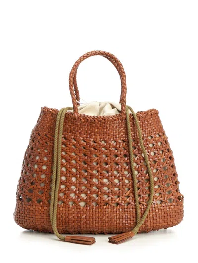 Dragon Diffusion Santa Cano Woven Leather Tote In Brown