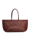 Dragon Diffusion Mini Flat Gora Woven-leather Tote Bag In Brown