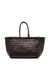 Dragon Diffusion Triple Jump Brown Small Tote Bag In Braided Leather Woman In Brown