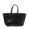 Dragon Diffusion Woven Effect Hand Bag With Two Handles In Black
