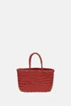 Dragon Diffusion Mini Flat Gora Woven Leather Top Handle Bag In Red
