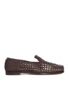 Dragon Diffusion Perforated-pattern Loafers In Black