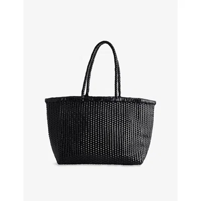 Dragon Diffusion Womens Black Woven Leather Handbag