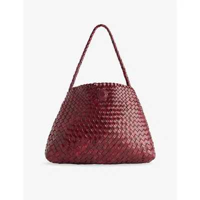 Dragon Diffusion Womens Bordo Santa Maria Woven-leather Top-handle Bag In Burgundy