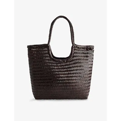 Dragon Diffusion Womens Dark Brown Ns Diagonal Triple Jump Leather Tote Bag