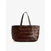 Dragon Diffusion Womens Crossover Woven Leather Tote Dk.brown