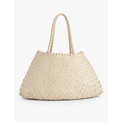 Dragon Diffusion Womens  Santa Croce Leather Top-handle Basket Bag In Pearl