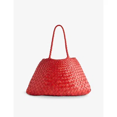 Dragon Diffusion Womens Santa Croce Leather Tote Bag Poppy Red