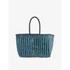 Dragon Diffusion Womens Marine / Ice Blue Bali Basket Leather Tote Bag