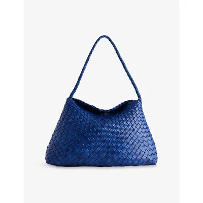 Dragon Diffusion Womens Navy Santa Maria Woven-leather Top-handle Bag In Blue