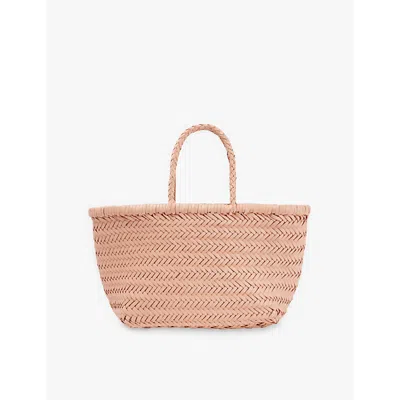 Dragon Diffusion Womens Pastel Pink Bamboo Triple Jump Small Leather Tote Bag