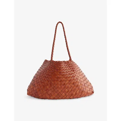 Dragon Diffusion Womens Santa Croce Leather Top-handle Basket Bag Tan