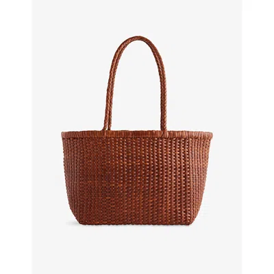 Dragon Diffusion Womens  B Weave Small Leather Tote Bag In Brown