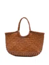 Dragon Diffusion Woven Basket Handle Backpack In Brown
