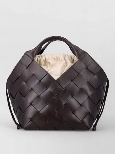 Dragon Diffusion Woven Bucket Bag Botteghe Top Handle In Black