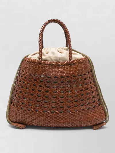 Dragon Diffusion Woven Bucket Bag Braided Handle Tassel In Brown