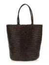Dragon Diffusion Woven Bucket Bag With Structured Silhouette And Robust Handles In Black