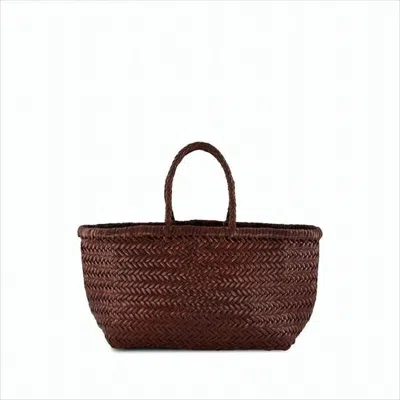 Dragon Diffusion Woven Buffalo Leather Tote With Braided Handles In Burgundy